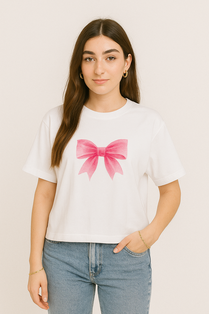 Bow White Boxy T