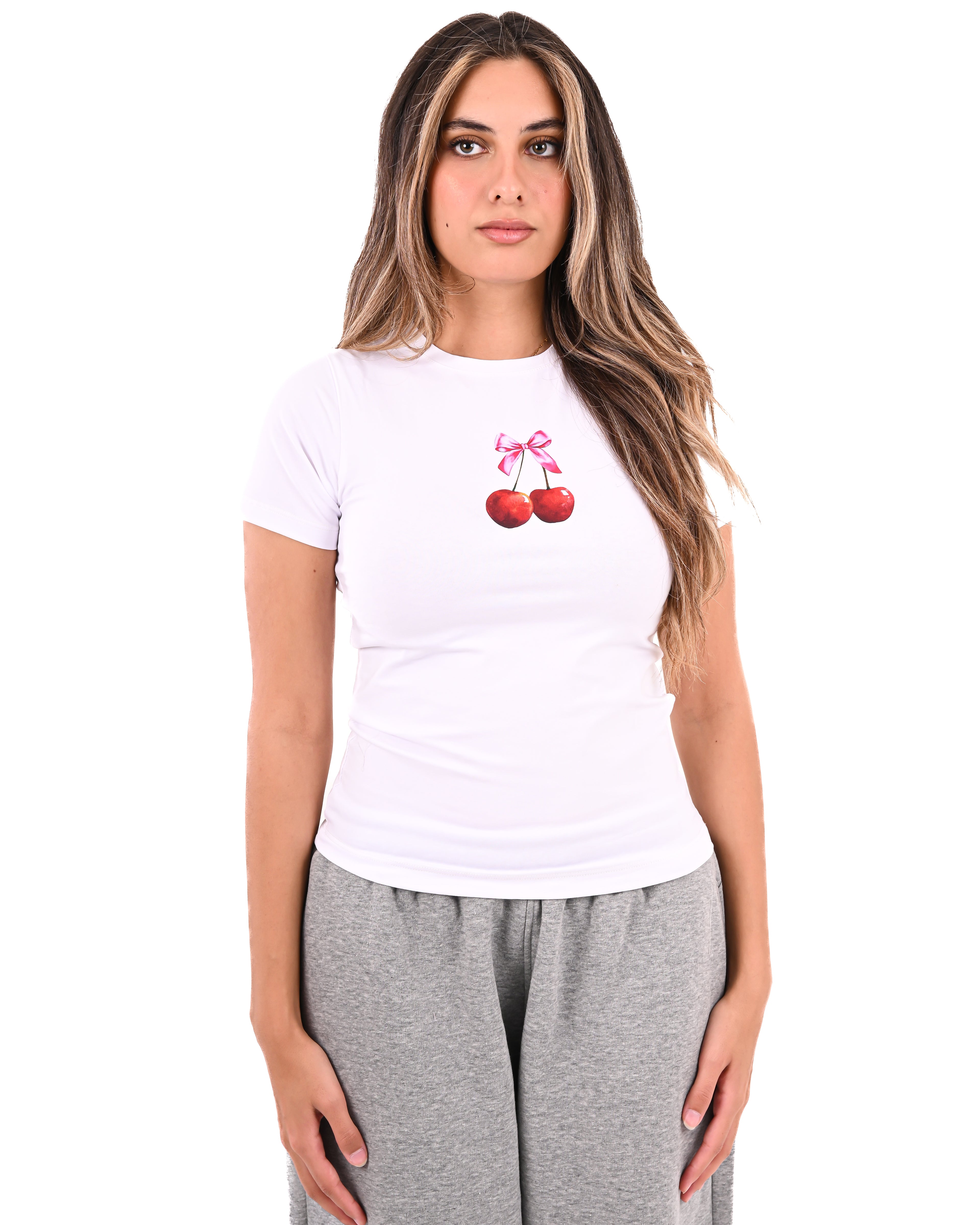 White Cherry Baby Tee